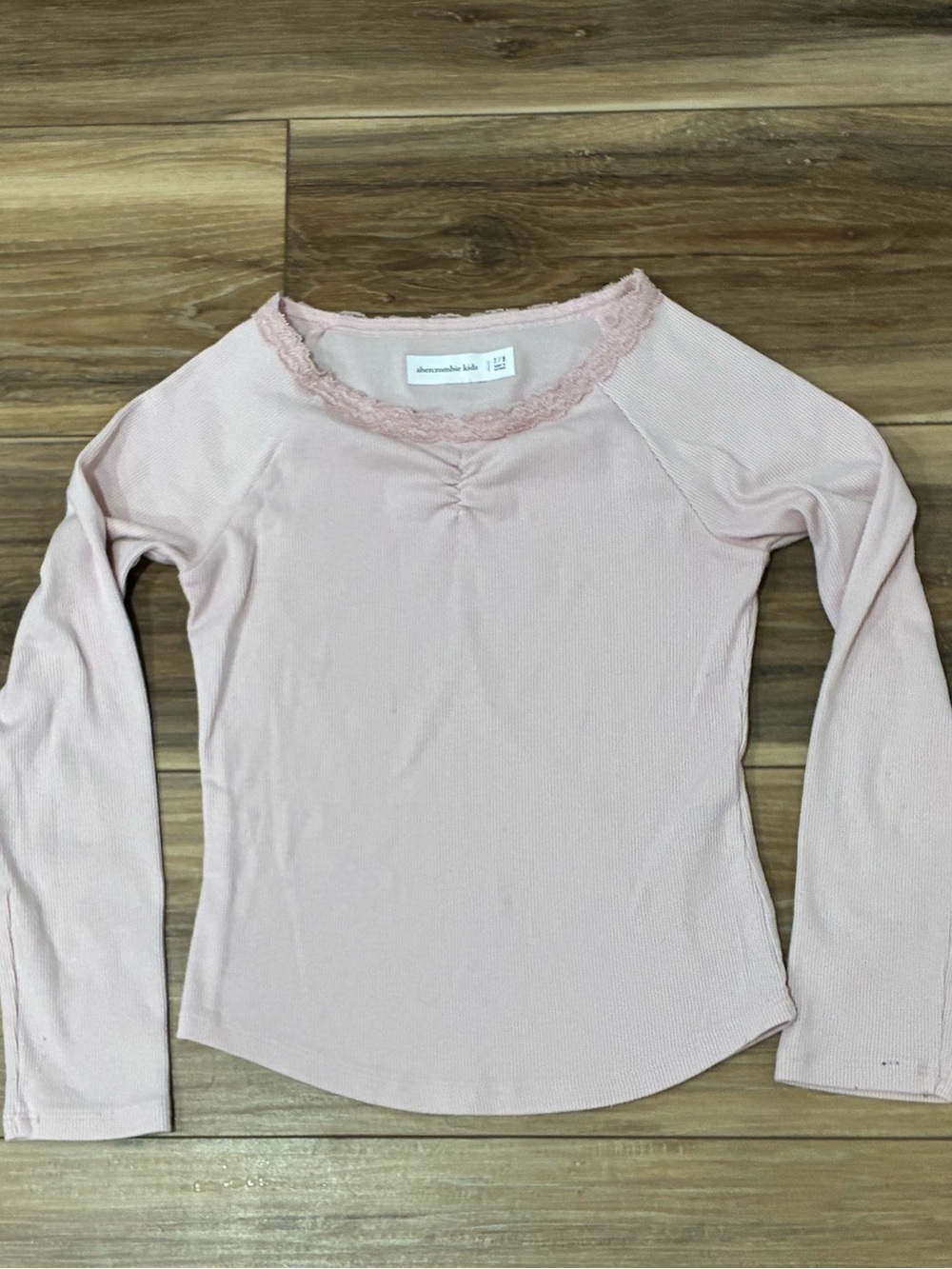 Abercrombie Kids Light Pink Ribbed Long Sleeved Top Girls Size 11/12